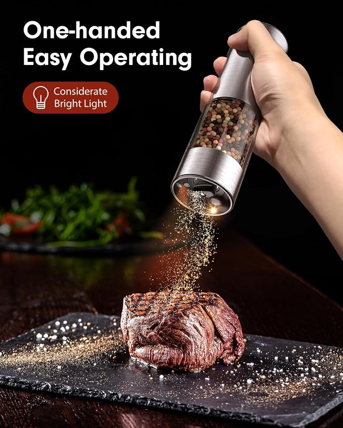 TOMEEM Upgraded Larger Capacity Electric Salt and Pepper Grinder Set - Image 2