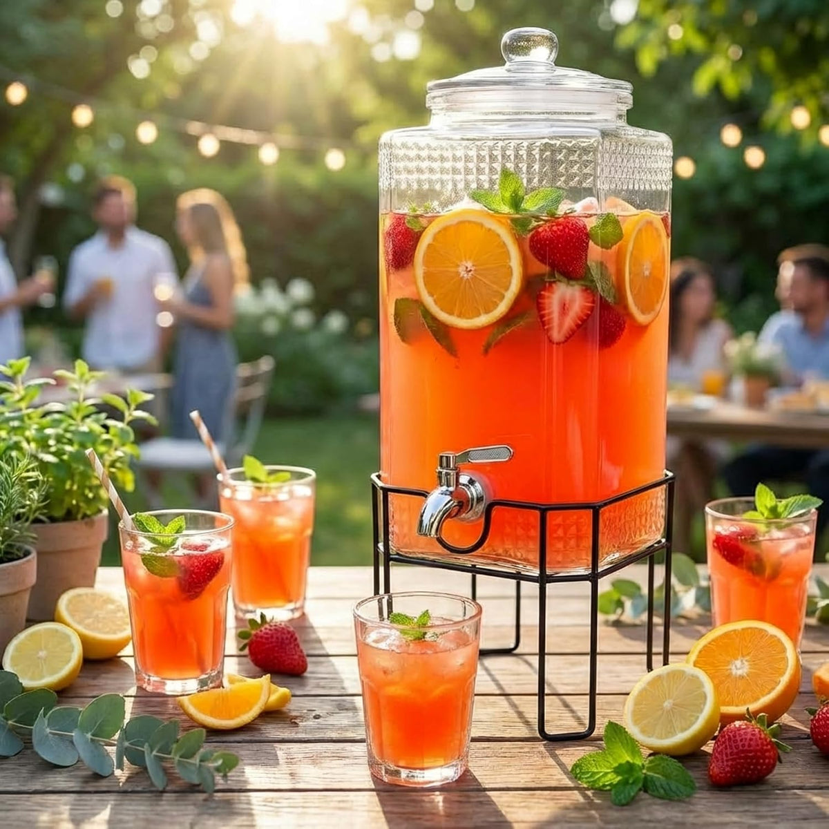 2 Gallon Glass Drink Dispenser, Drink Dispensers for Parties, Beverage