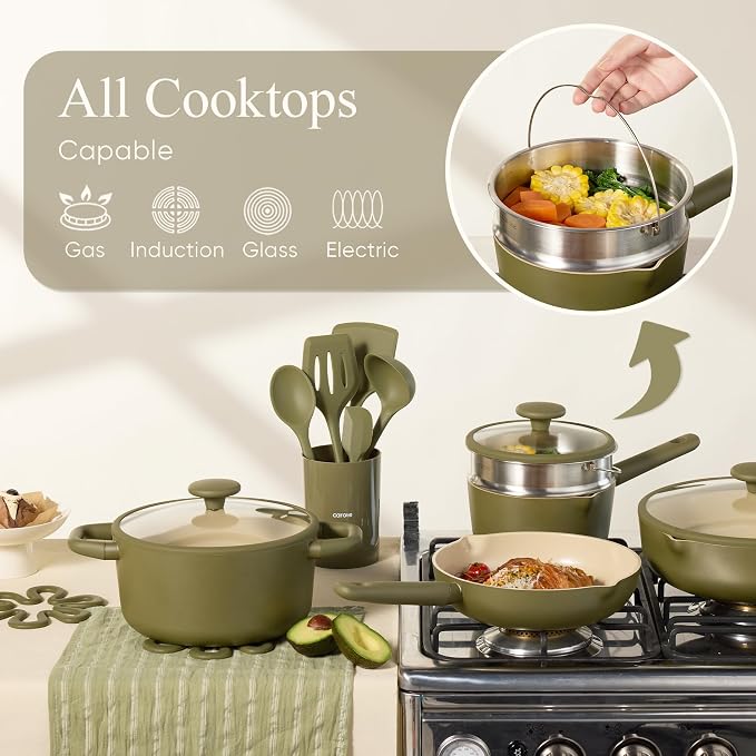 CAROTE 21pcs Cookware Set Nonstick Pots and Pans Set, Ceramic Cookware Set - Image 7