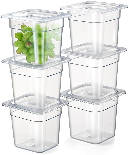 CURTA 6-Pack 1/6 Size 6" Deep NSF Polycarbonate Food Pans by CURTA