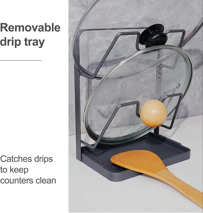 Pot Lid Holder While Cooking, Kitchen Pot Lid Storage Rack - Image 6