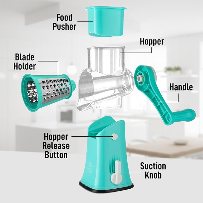 Zulay Kitchen Rotary Cheese Grater 5 Blade Cheese Shredder - Image 8