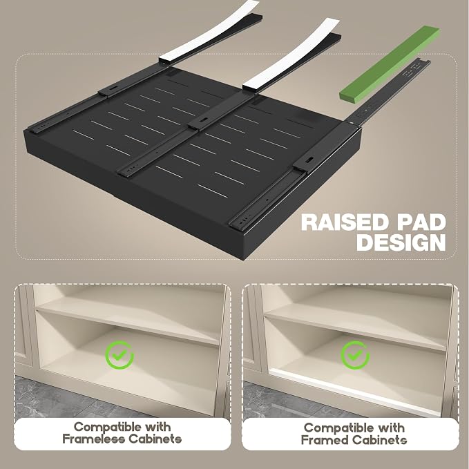 Seinloes 4 Pack Pull Out Cabinet Organizer 21" Deep, Full Extension 3 Slide - Image 2