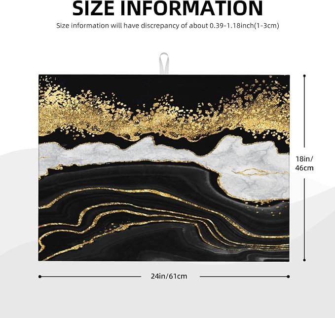 Marble Pattern Dish Drying Mat for Kitchen Counter, Microfiber Dish Mats for - Image 2