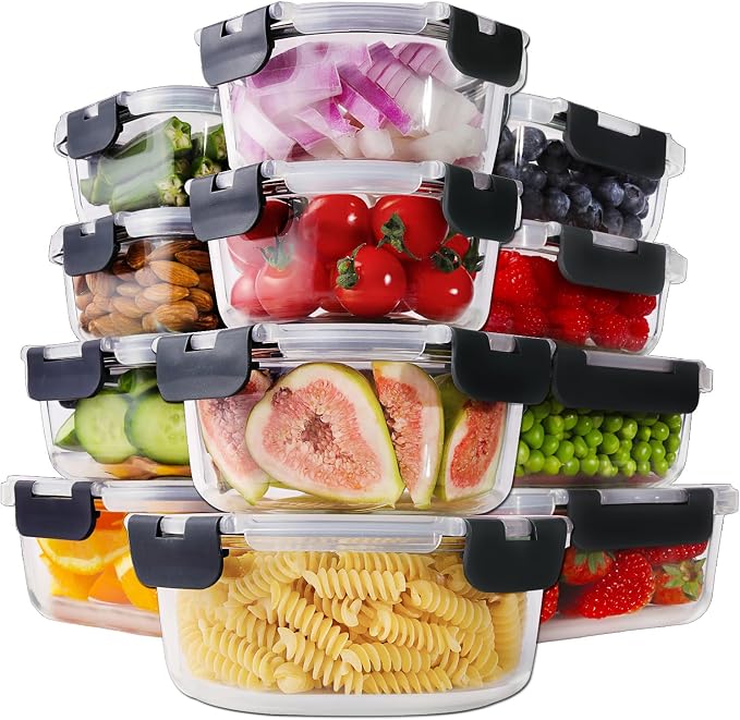 HOMBERKING 24pc Borosilicate Glass Food Storage Containers by HOMBERKING