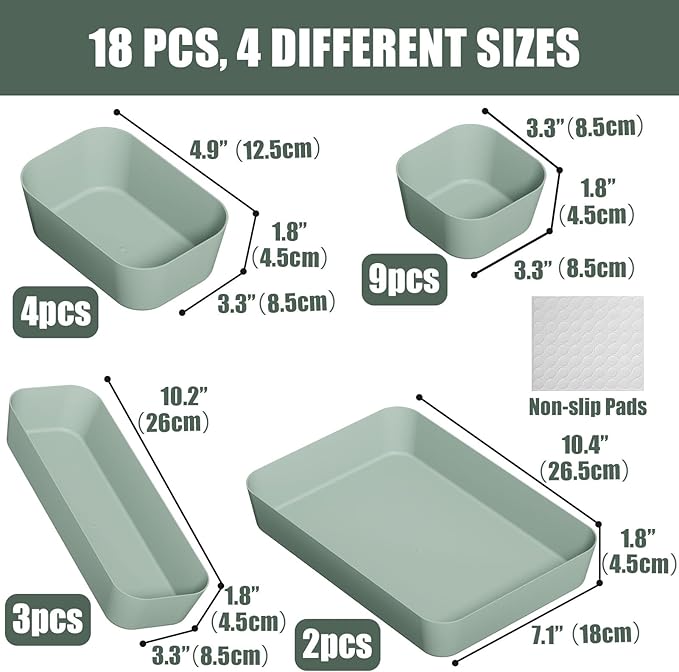 Plastic Drawer Organizers, Bathroom and Vanity Organizer Plastic Tray, Makeup - Image 2