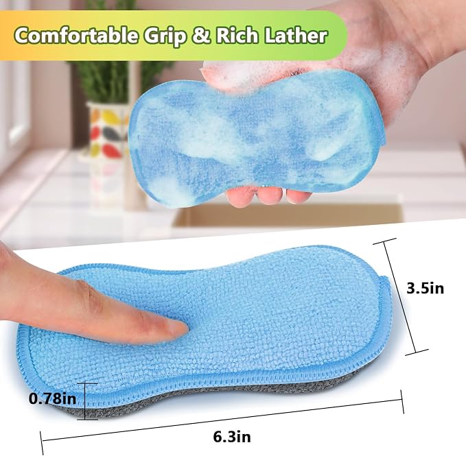 GLIMGLINT 12Pack Dish Sponges Kitchen, Non-Scratch Microfiber Sponges - Image 6
