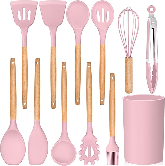 E-far Kitchen Utensils Set of 12, Silicone Cooking Utensils by E-far