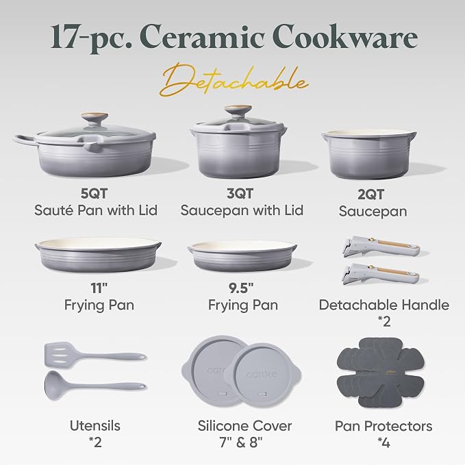 CAROTE 17Pcs Titanium Cookware Set, Pots and Pans Set Non Stick, Kitchen - Image 2