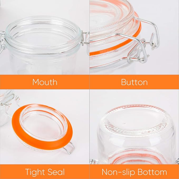 Encheng Glass Jars With Airtight Lids, 6 oz Mason Jars, Glass Jar With Leak - Image 3