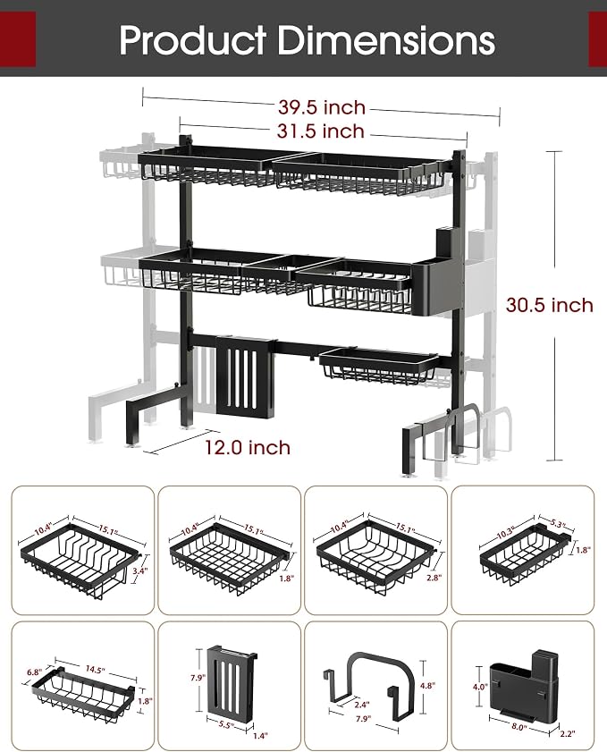 Sakugi Over The Sink Dish Drying Rack - Image 6