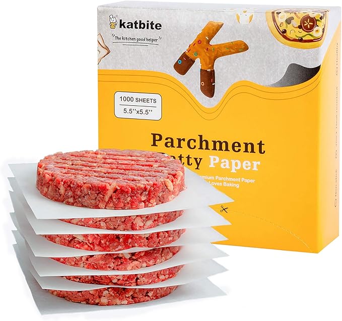 Katbite Hamburger Patty Paper 1000Pcs, 5.5"x5.5" Non Stick Parchment Paper by katbite