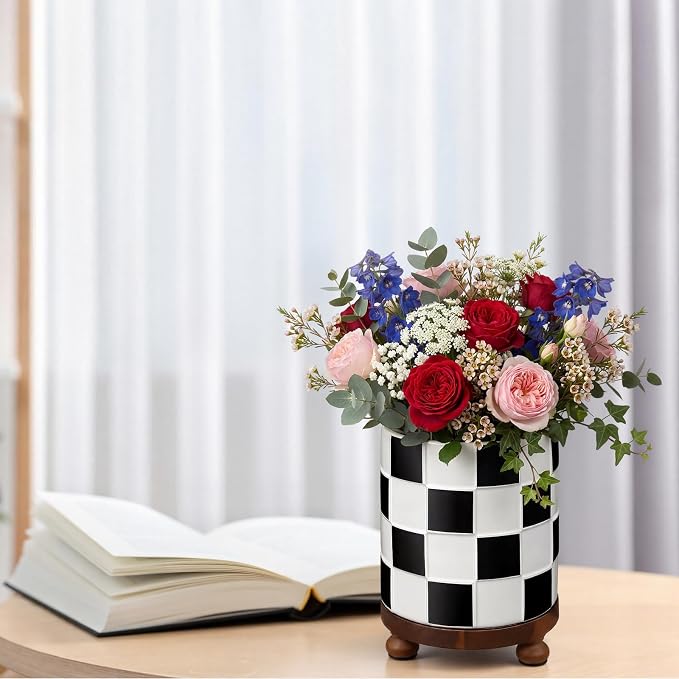 Kitchen Utensil Countertop Holder Checkered Utensil Crock - Image 6