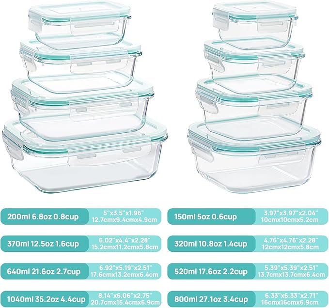 Vtopmart 8 Pack Glass Food Storage Containers - Image 2