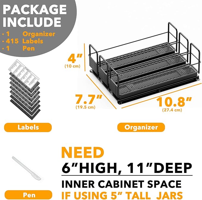 SpaceAid Pull Out Spice Rack Organizer - Image 6
