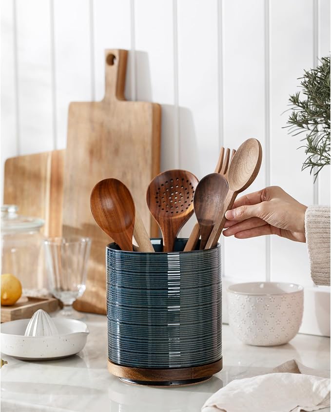 Utensil Holder, 360° Rotating Extra Large Ceramic Kitchen Utensil Holder - Image 2