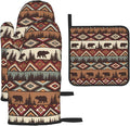 Vintage Rustic Oven Mitts and Pot Holders Sets of 3 Heat Resistant Hot Pads by Unknown