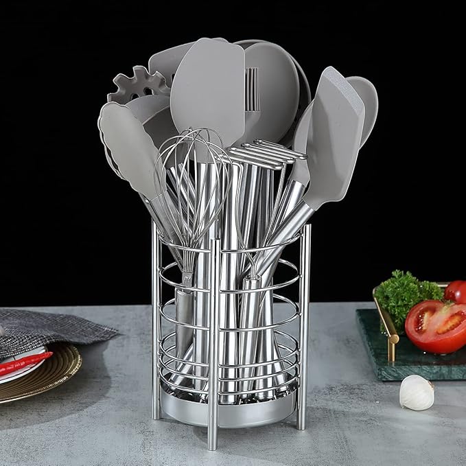 Kitchen Utensil Holder for Kitchen Counter, Stainless Steel Utensil Crocks - Image 4
