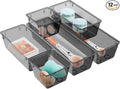 WOWBOX 12 Pack Clear Drawer Organizer Set, Acrylic Drawer Storage Trays by WOWBOX