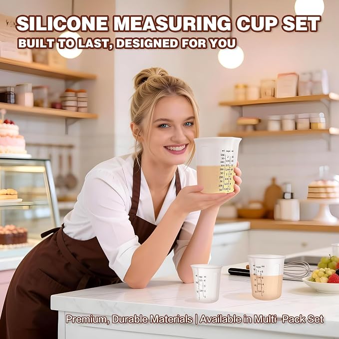 Silicone Measuring Cups Set 125ml + 250ml + 500ml - Image 9