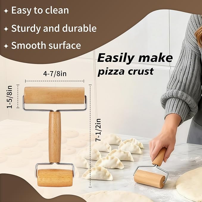 Pizza Rolling Pin Small Rolling Pin Wooden Dough Roller Non Stick Pizza Dough - Image 5