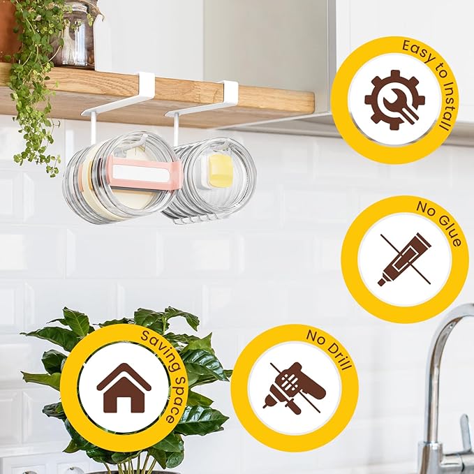 2 Pack Tumbler Lid Organizer, Under Cabinet Cup Lid Holder - Image 2