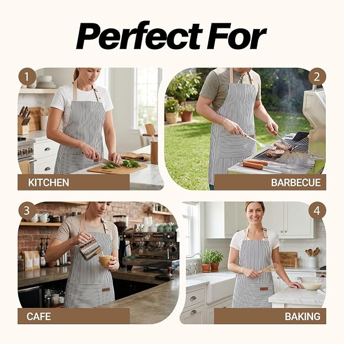2Pack Adjustable Kitchen Apron for Women Men - Image 7