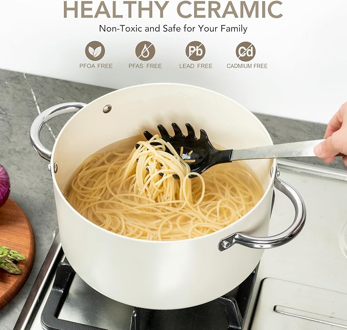 MICHELANGELO Stock Pot with Lid, Nonstick Cooking Pot, 5 Quart Soup Pot with Lid - Image 2