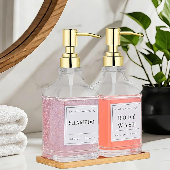 Glass Soap Dispenser with Pump, Countertop Soap and Lotion Dispenser Set of 2 - Image 8