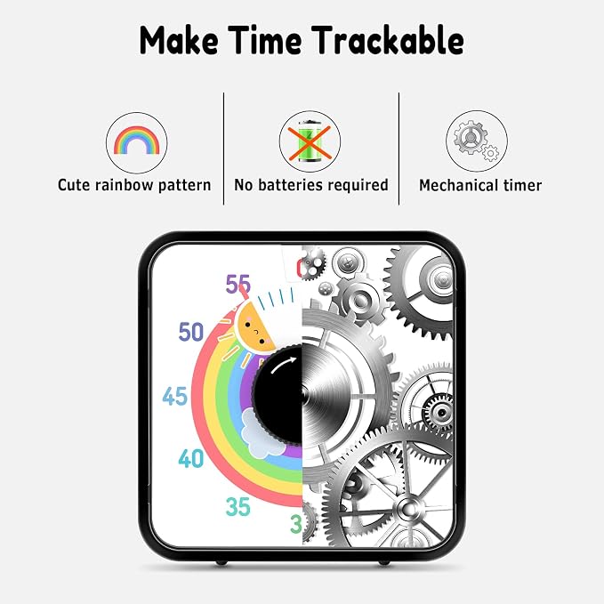 Secura 60-Minute Visual Timer, 7.5 Inch Magnetic Rainbow Countdown Timer - Image 2