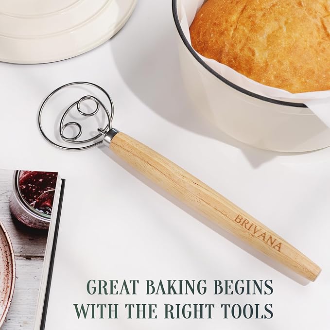 13-Inch Danish Dough Whisk, Wooden Handle - Image 4