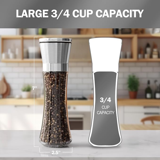 Home EC Original Stainless Steel Sea Salt and Pepper Grinder Set of 4 - Image 2