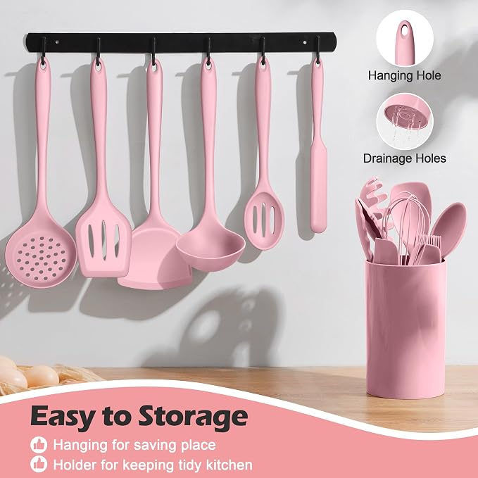 Homikit 15-Piece Kitchen Utensil Set, Silicone Cooking Utensils Spatula Set - Image 4