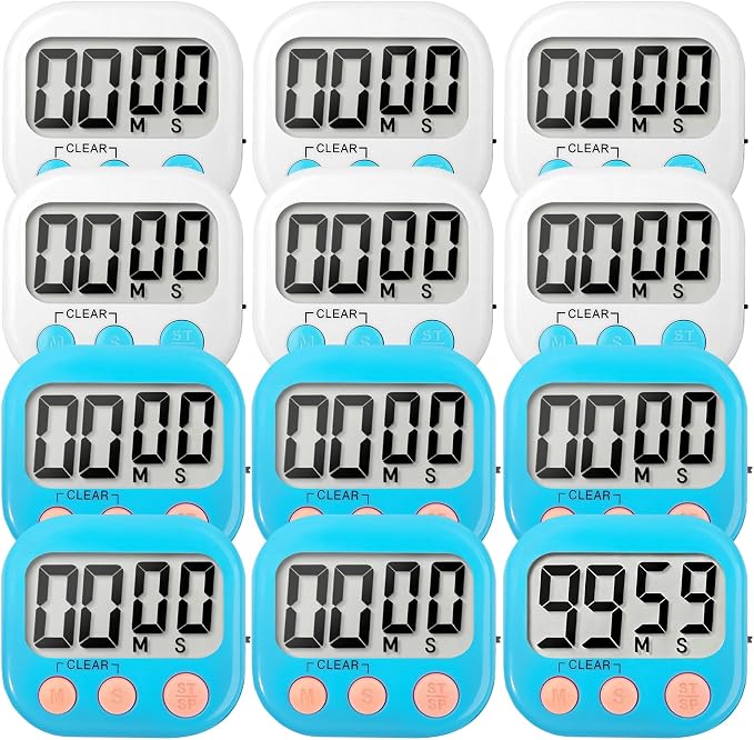 12 Pack Digital Kitchen Timer Small Classroom Timers by VOULOIR