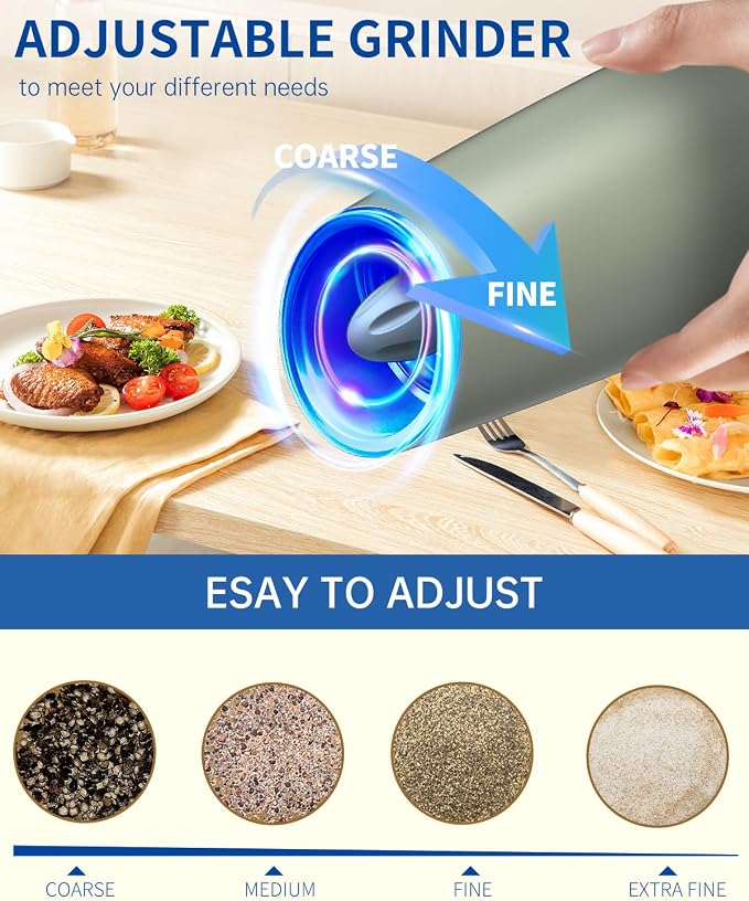 CIRCLE JOY Gravity Electric Salt and Pepper Grinder Set Automatic Salt and - Image 4