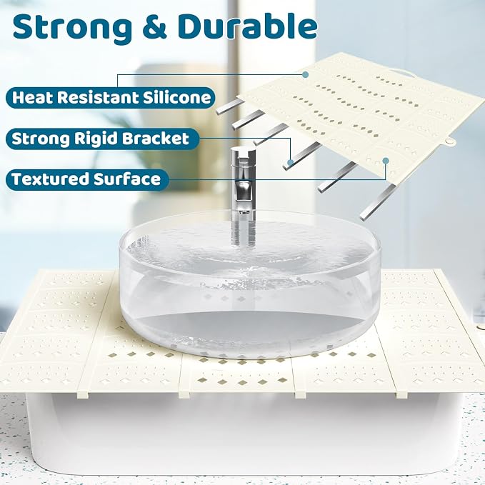 Bathroom Sink Cover for Counter Space, Foldable Silicone Sink Mat Makeup - Image 6