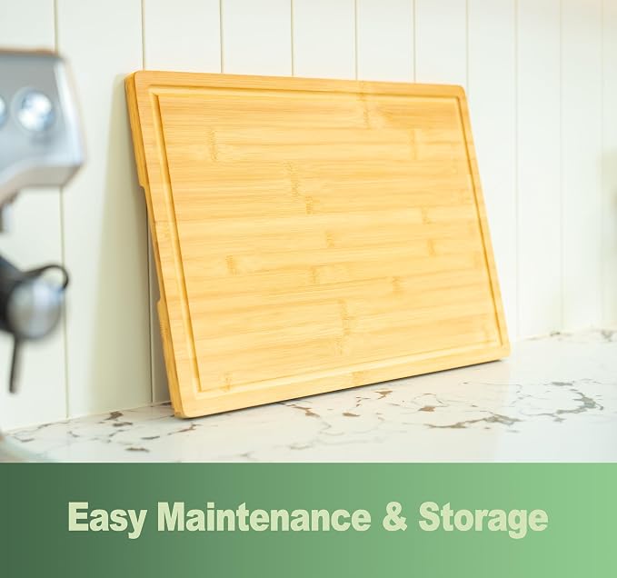Bamboo Cutting Board for Kitchen, Wooden Chopping Block - Image 5