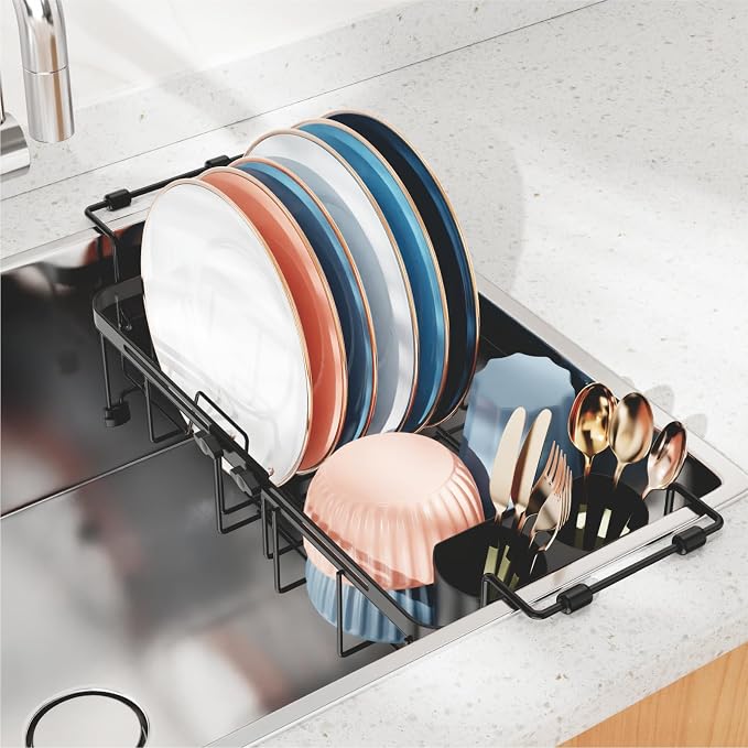 iSPECLE Small Sink Dish Drying Rack, 9.1" W Expandable Compact Rust Resistant by iSPECLE