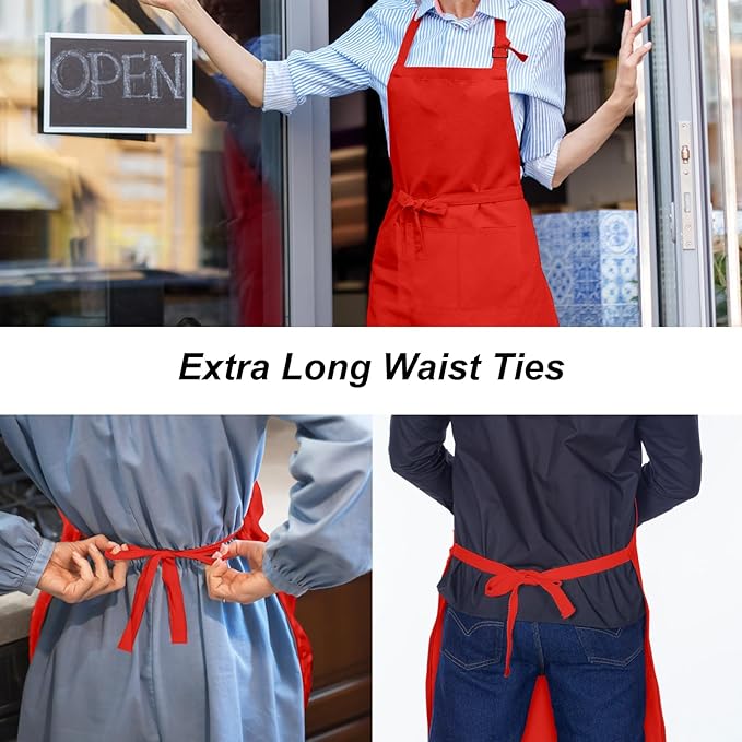 15 Pcs Adult Aprons Bulk with Pockets Adjustable Bib Chef Apron - Image 4