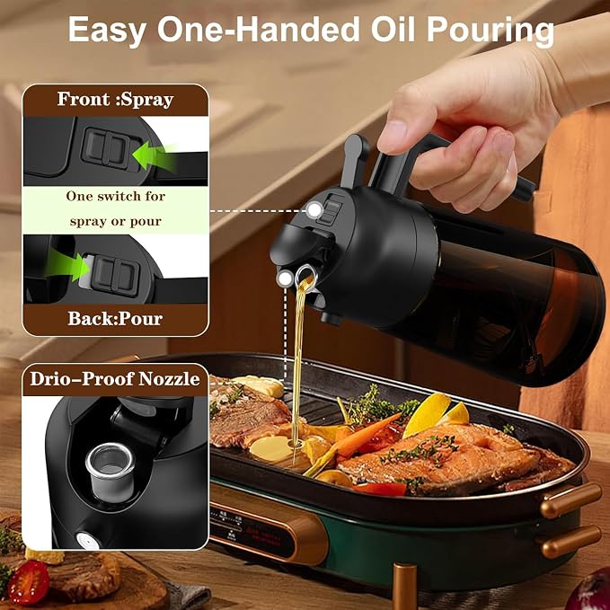LAKUMIQI 2 in 1 Oil Sprayer for Cooking, 16oz Olive Oil Dispenser Bottle for - Image 2