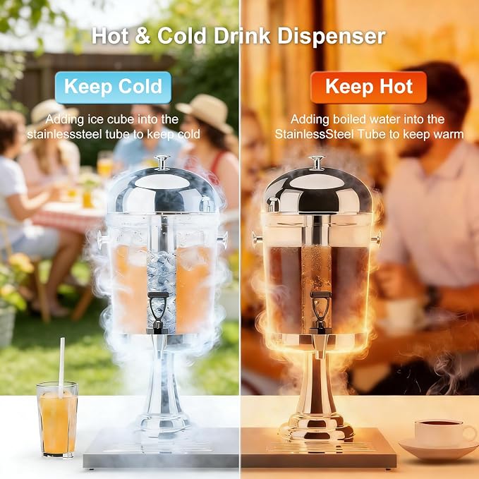 2.2 Gallon Iced Beverage Drink Dispenser, Stainless Steel Water Jar - Image 4