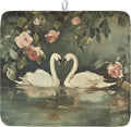 Swans Dish Drying Mat 18x16 Inch, Wildlife Aesthetic Dish Drainer Mats Summer by Trongr