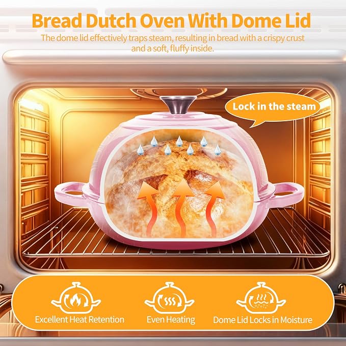 ONKO Dutch Oven For Sourdough Bread Baking, 6QT Enameled Cast Iron Dutch Oven - Image 4