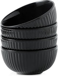 HASENSE 7 Inch Large Serving Bowls Set of 4, 42 Oz Black Ceramic Salad Bowl by Hasense