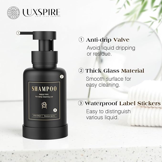 Luxspire Foaming Soap Dispenser, Glass Foam Pump Soap Dispenser, Non-Slip Hand - Image 3