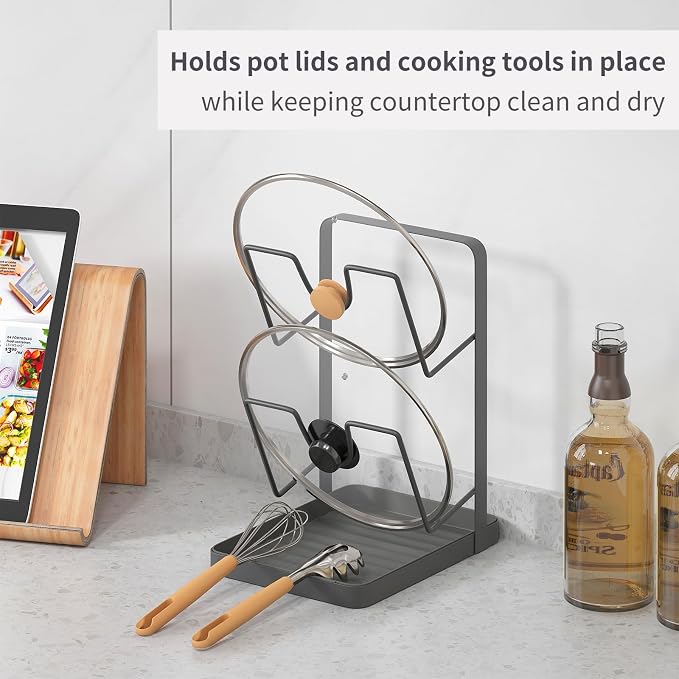 Kitchen Pot Lid Storage Rack, Stainless Steel Pot Lid Holder while Cooking - Image 3