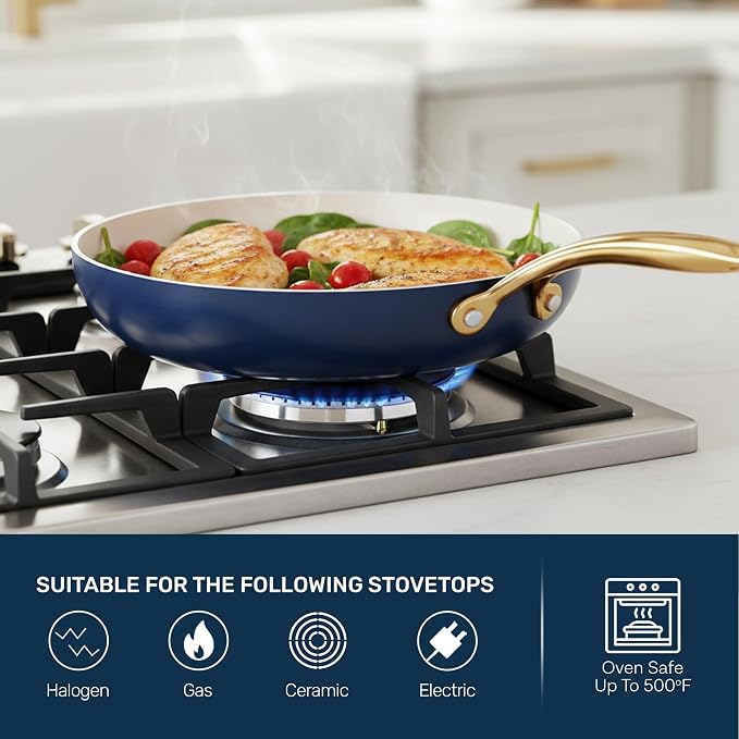 Gotham Steel 15 Pc Ceramic Pots and Pans Set Non Stick, Kitchen Cookware Sets - Image 7
