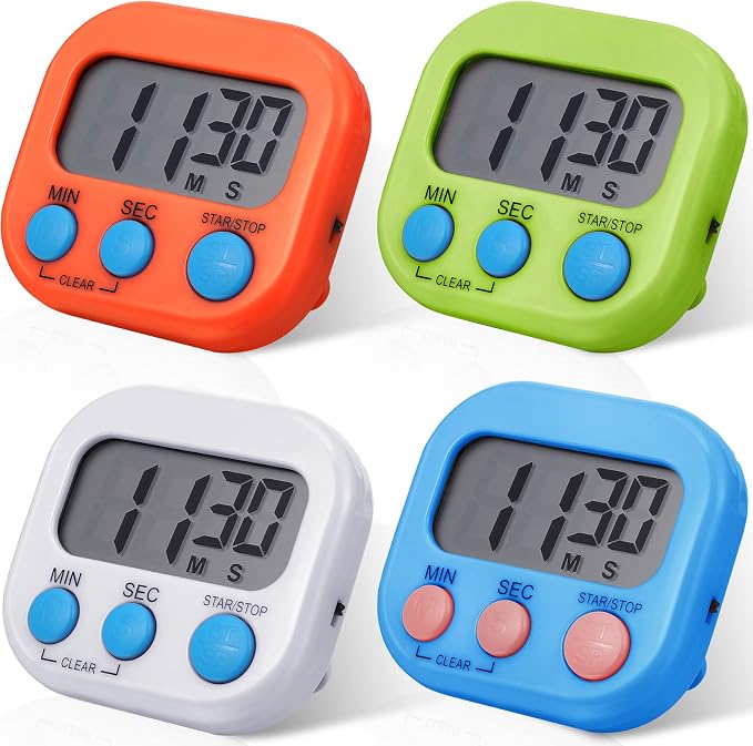 Weewooday 4 Pcs Large Classroom Timers Stopwatch Magnetic Kitchen Digital Timer by Weewooday
