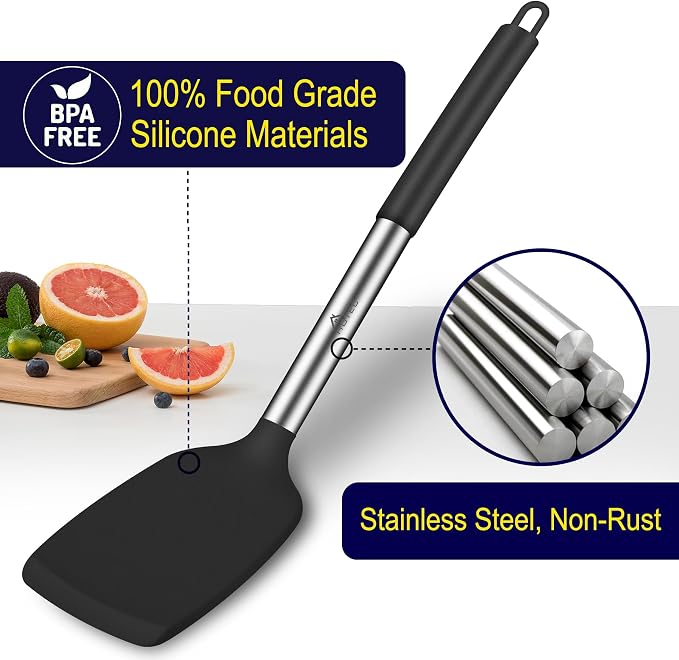 HOTEC Silicone Spatula Set of 2, High Heat-Resistant & BPA-Free Kitchen - Image 3