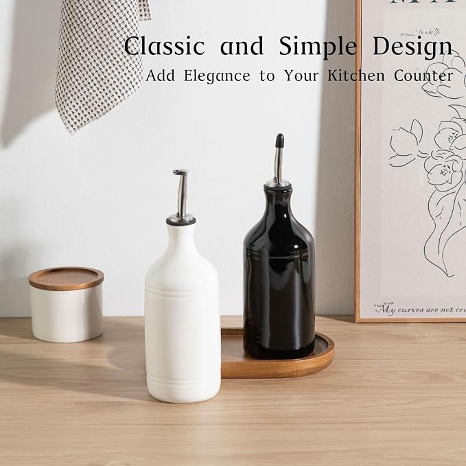Sweejar Ceramic Olive Oil Dispenser Bottle Set, Opaque Oil Cruet Protects to - Image 2